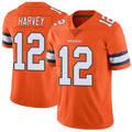 D.Broncos #12 RJ Harvey Player Limited Orange Color Rush Vapor Untouchable Football Jersey