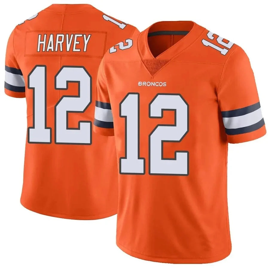 D.Broncos #12 RJ Harvey Player Limited Orange Color Rush Vapor Untouchable Football Jersey