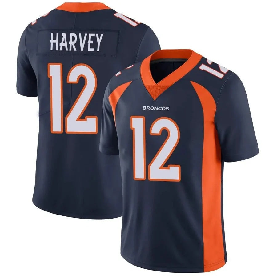 D.Broncos #12 RJ Harvey Player Navy Vapor Untouchable Limited Football Jersey