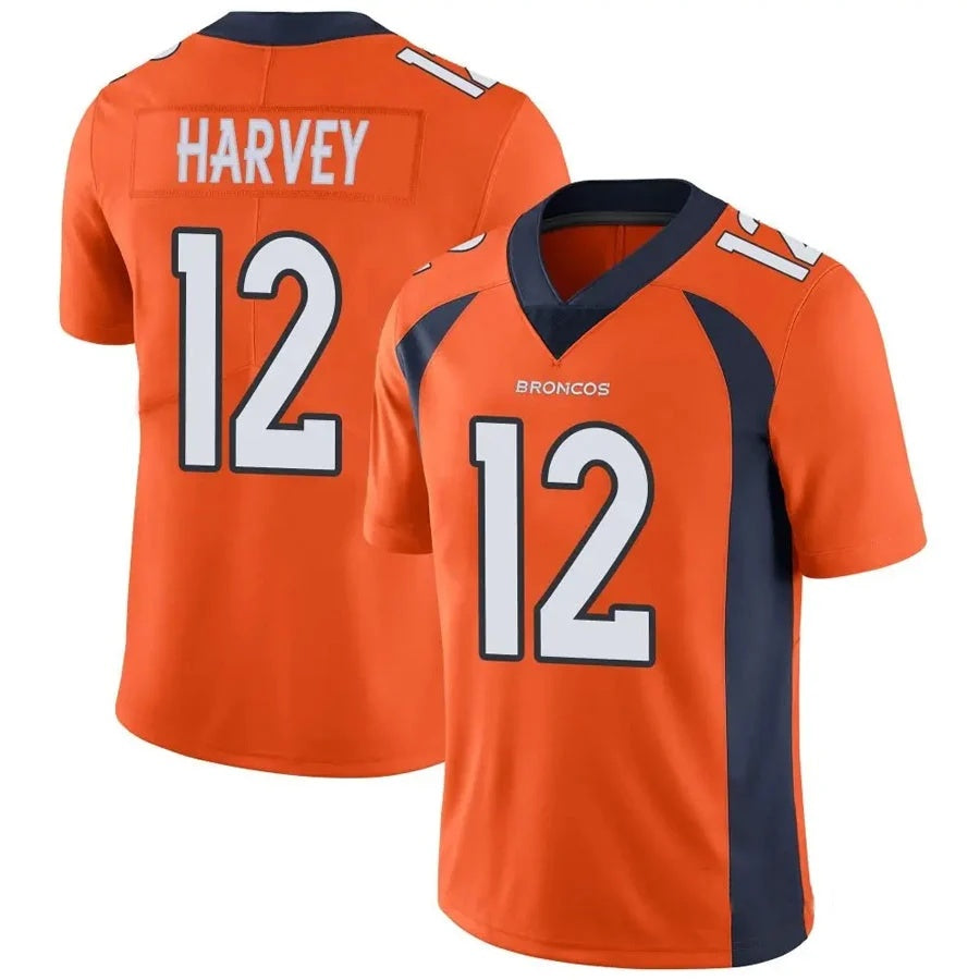 D.Broncos #12 RJ Harvey Player Orange Vapor Untouchable Limited Football Jersey