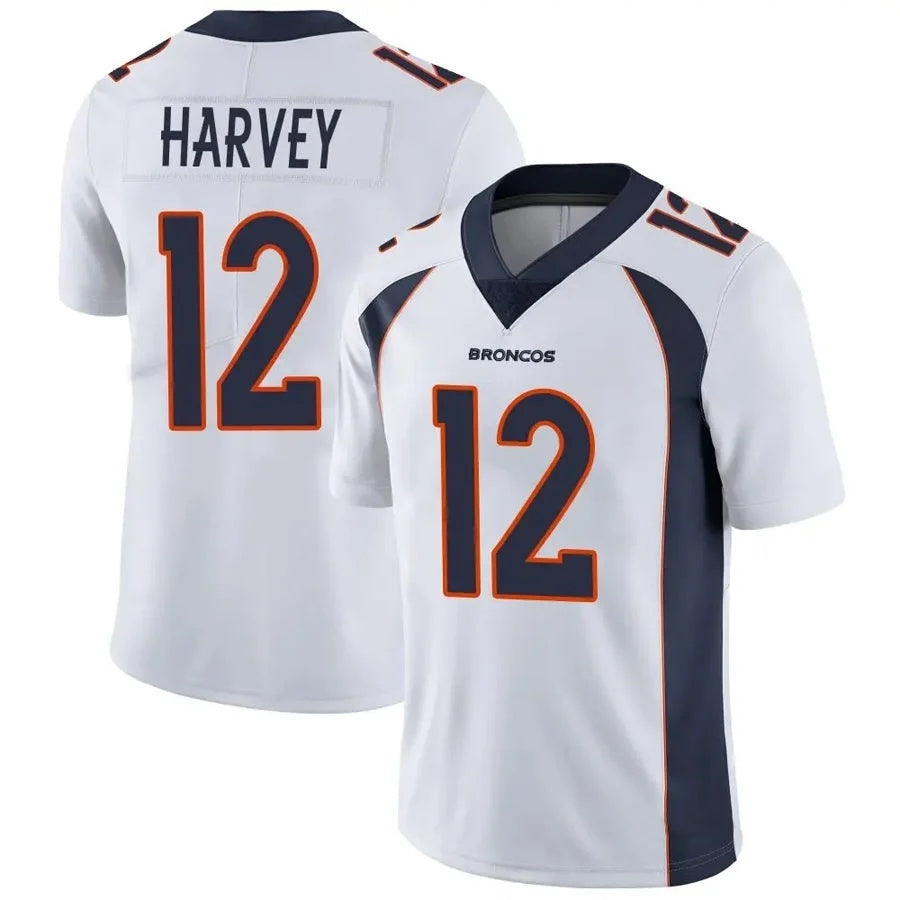 D.Broncos #12 RJ Harvey Player White Vapor Untouchable Limited Football Jersey