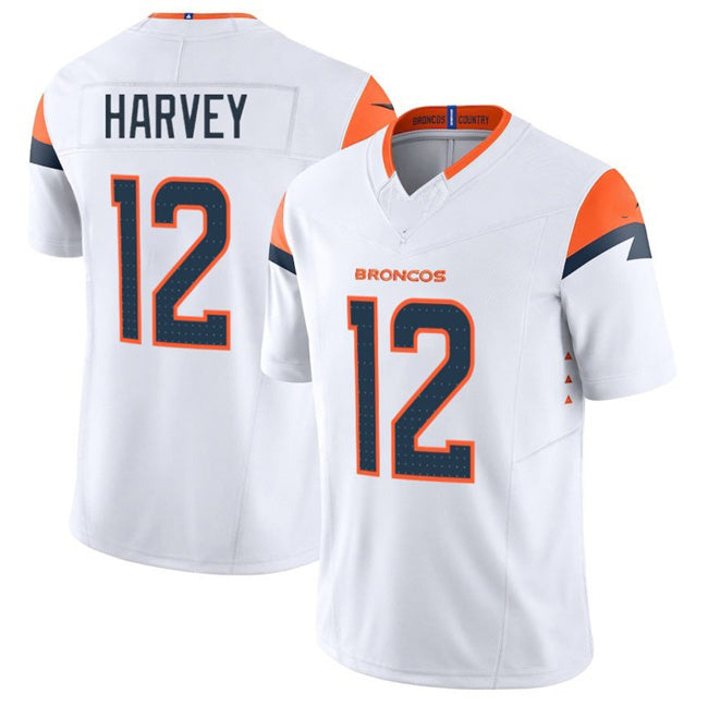 D.Broncos #12 RJ Harvey White 2025 F.U.S.E. Vapor Limited Stitched Football Jersey