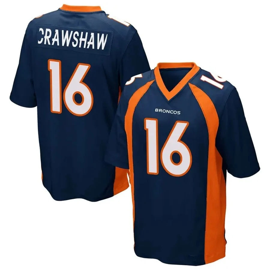 D.Broncos #16 Jeremy Crawshaw Player Navy Game Football Jersey
