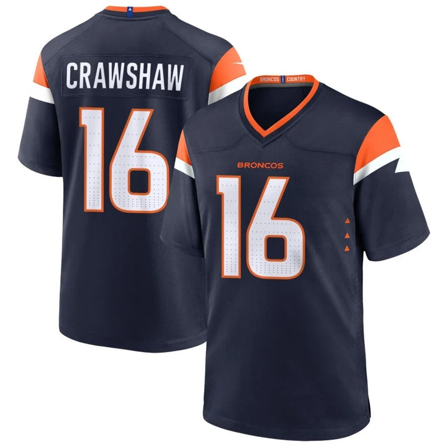 D.Broncos #16 Jeremy Crawshaw Player Navy Home Game Football Jersey