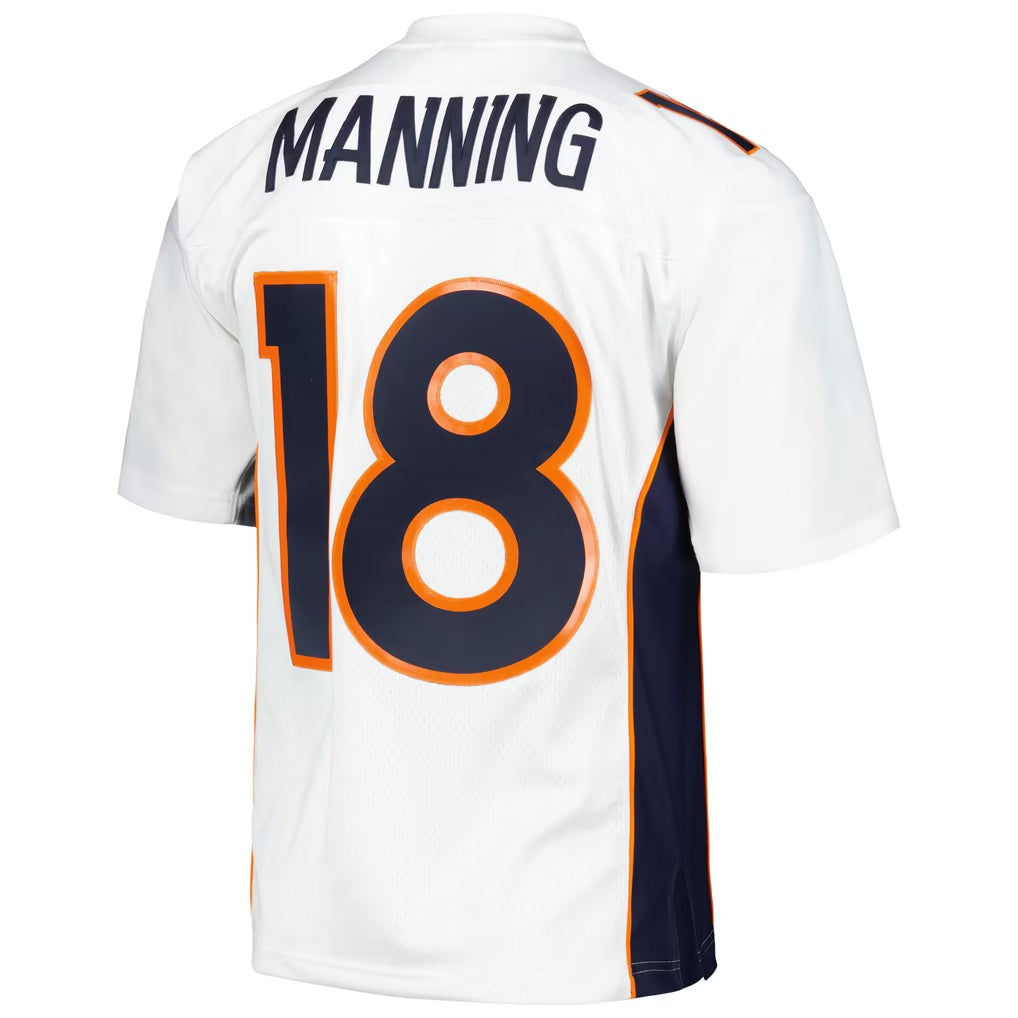 D.Broncos #18 Peyton Manning Mitchell & Ness White Legacy Replica Football Jersey