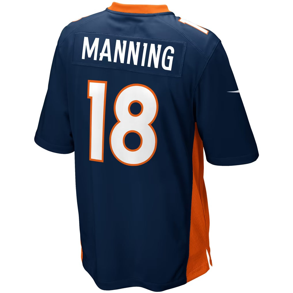 D.Broncos #18 Peyton Manning Navy Blue Alternate Game Football Jersey
