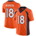 D.Broncos #18 Peyton Manning Orange Team Color Stitched Vapor Untouchable Limited Football Jersey