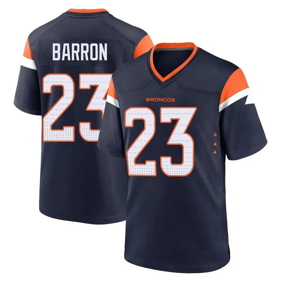 D.Broncos #23 Jahdae Barron Player Navy Home Game Football Jersey