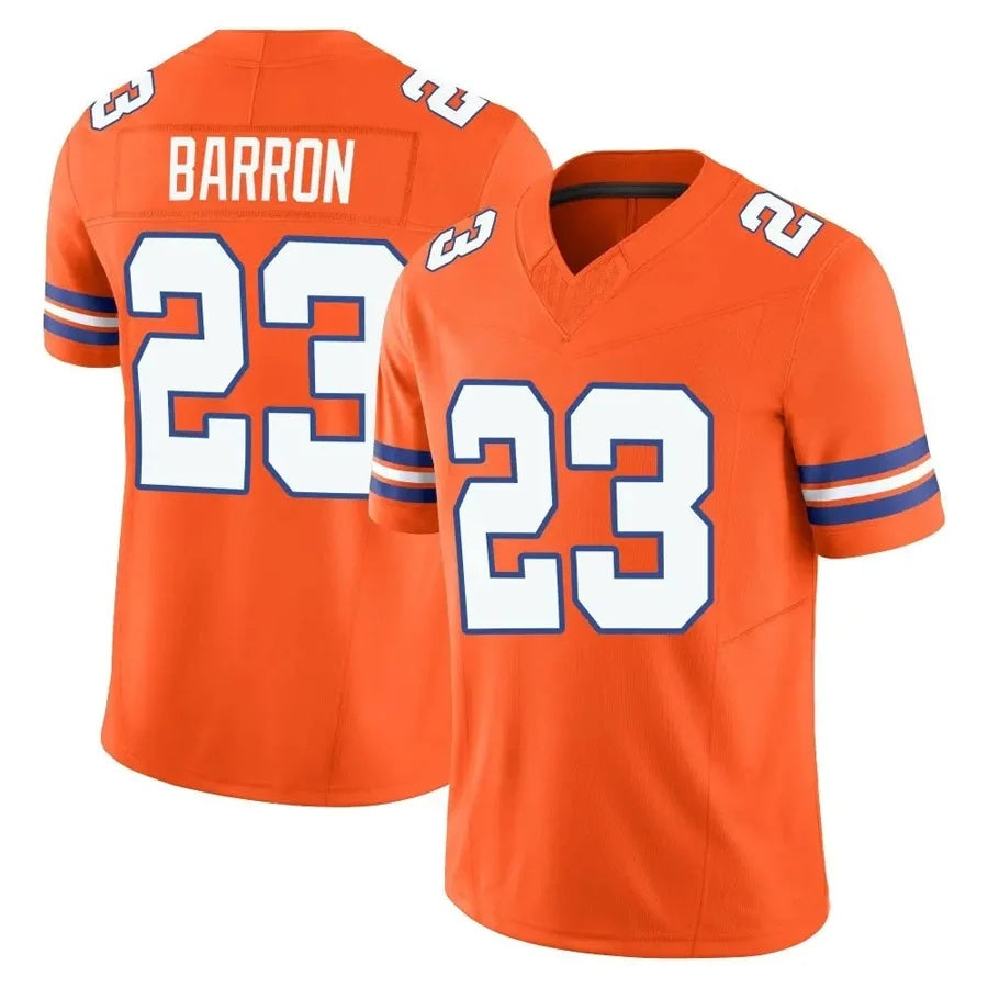 D.Broncos #23 Jahdae Barron Player Orange Vapor F.U.S.E. Limited Football Jersey