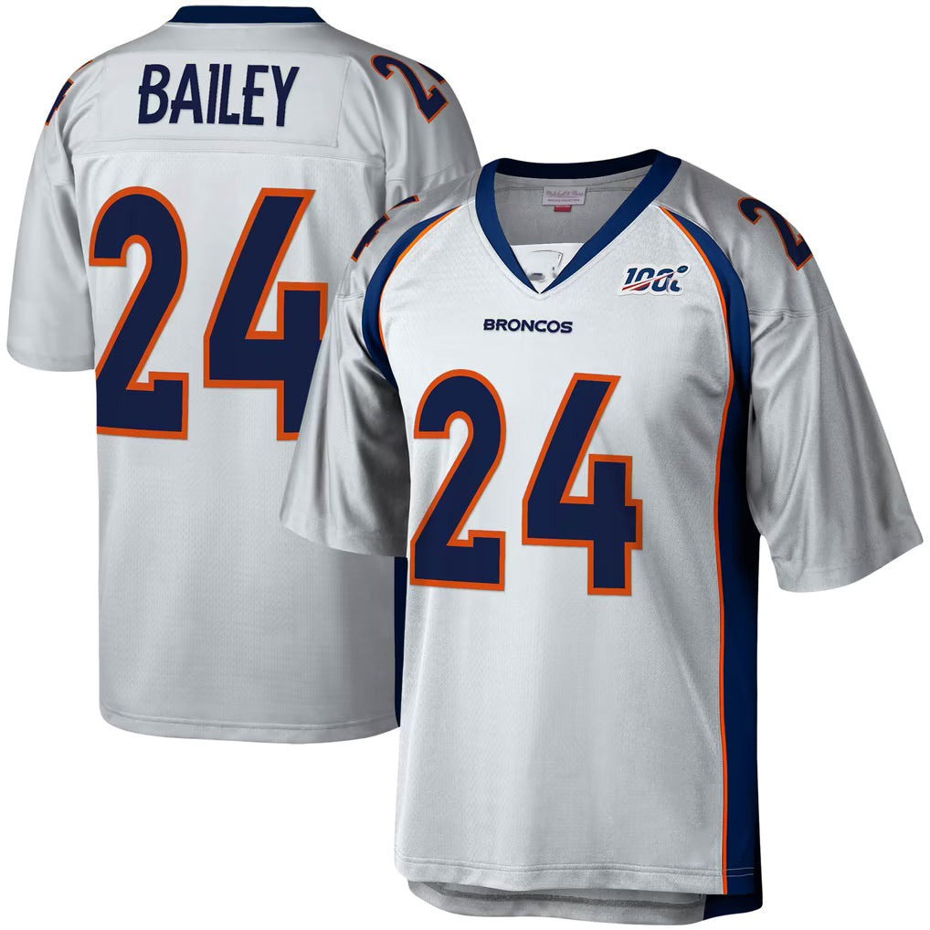D.Broncos #24 Champ Bailey Mitchell & Ness Platinum 100 Retired Player Legacy Football Jersey