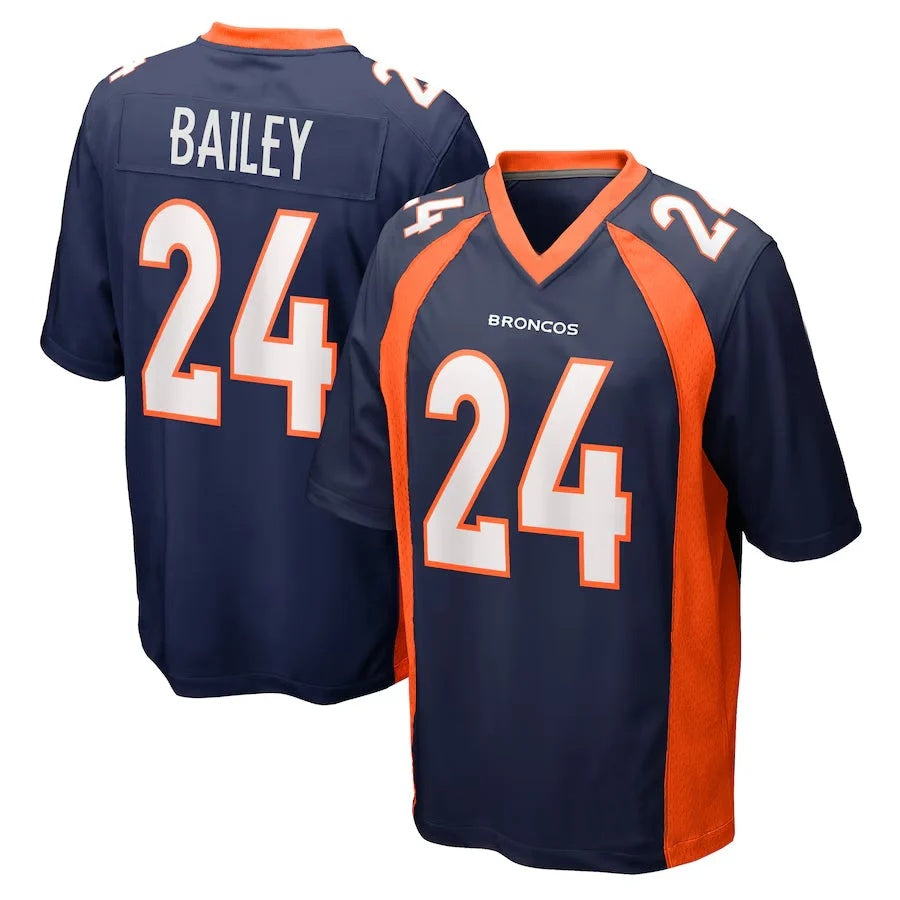 D.Broncos #24 Champ Bailey Player Navy Game Football Jersey