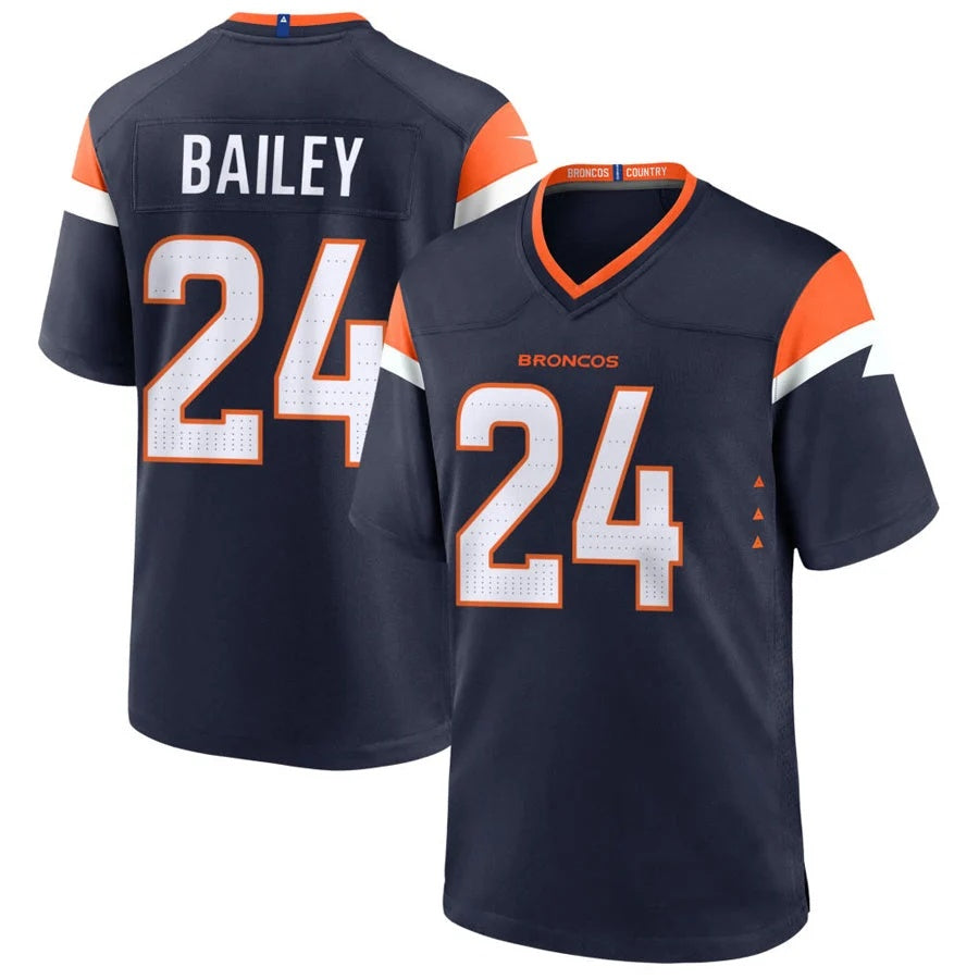 D.Broncos #24 Champ Bailey Player Navy Home Game Football Jersey