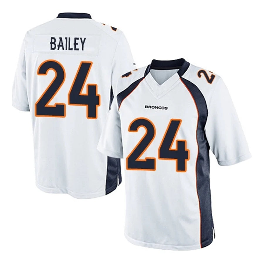 D.Broncos #24 Champ Bailey Player White Game Football Jersey