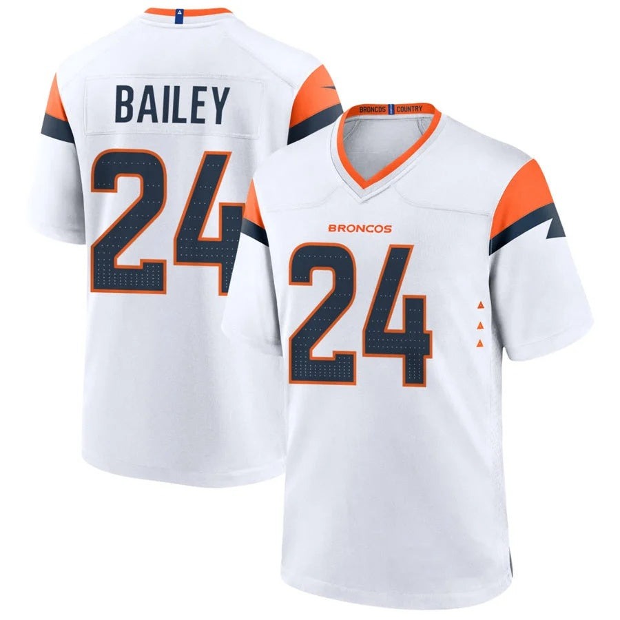 D.Broncos #24 Champ Bailey Player White Home Game Football Jersey