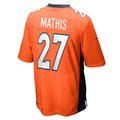 D.Broncos #27 Damarri Mathis Orange Game Player Jersey Stitched American Football Jersey