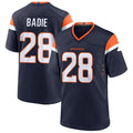 D.Broncos #28 Tyler Badie Player Navy Home Game Football Jersey