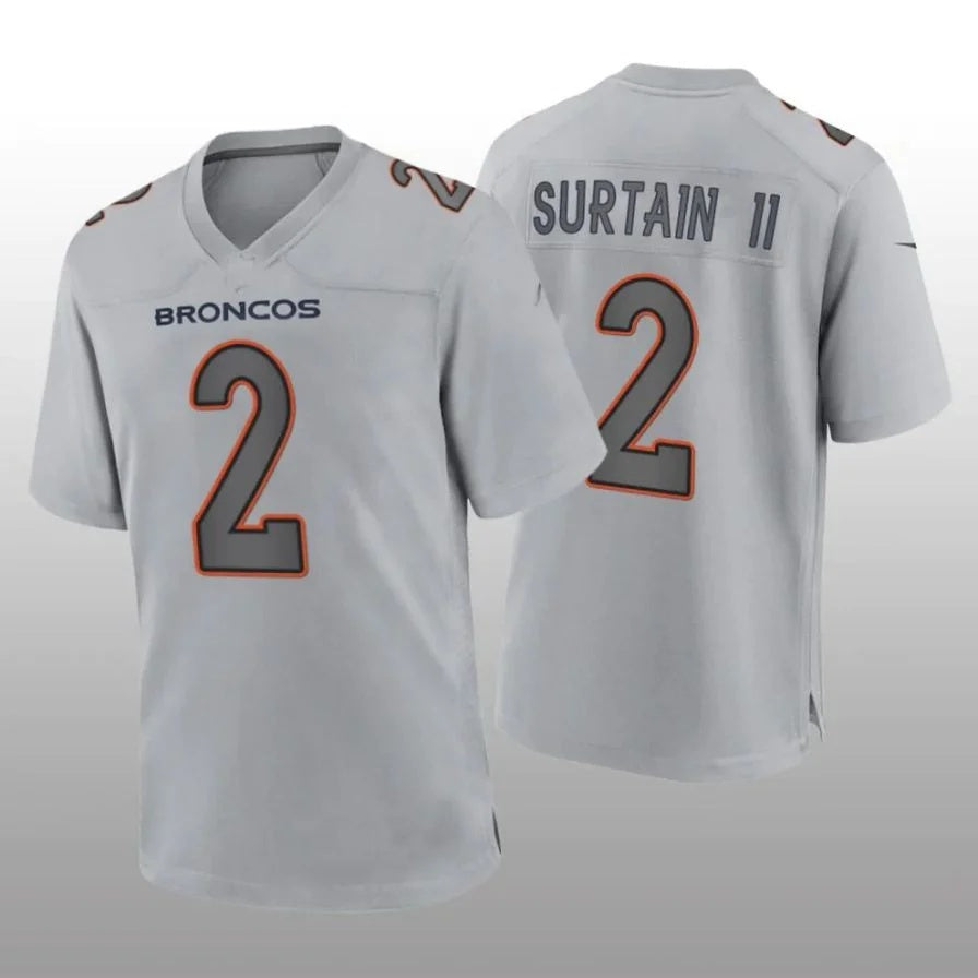 D.Broncos #2 Patrick Surtain II Gray Atmosphere Player Jersey Stitched American Football Jersey