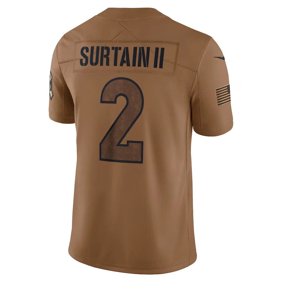 D.Broncos #2 Patrick Surtain II Player Brown Salute To Service Limited Football Jersey