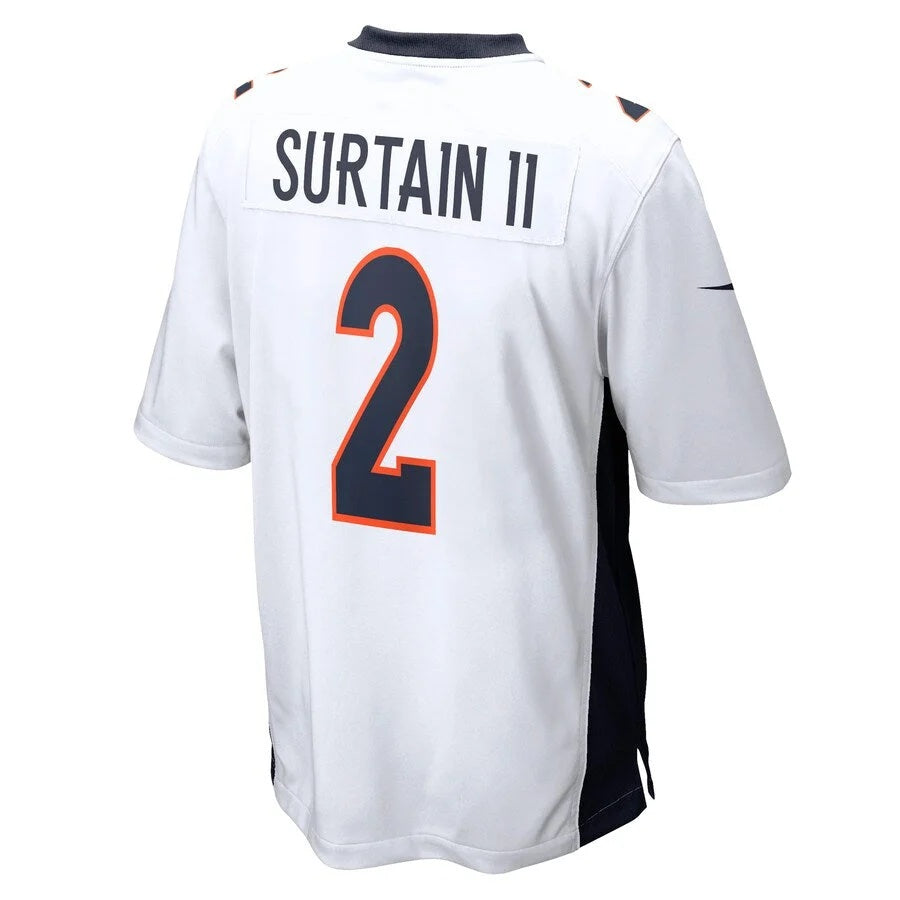 D.Broncos #2 Patrick Surtain II Player White Home Game Football Jersey