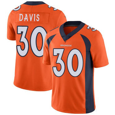 D.Broncos #30 Terrell Davis Orange Team Color Stitched Vapor Untouchable Limited Football Jersey