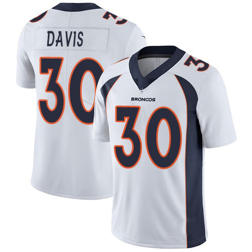 D.Broncos #30 Terrell Davis White Stitched Vapor Untouchable Limited Football Jersey