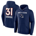 D.Broncos #31 Justin Simmons Navy Team Wordmark Name & Number Pullover Hoodie Football Jersey