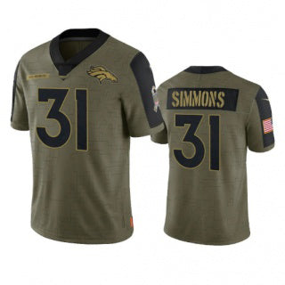D.Broncos #31 Justin Simmons Olive 2021 Salute To Service Limited Stitched Football Jersey