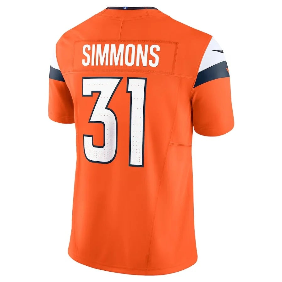 D.Broncos #31 Justin Simmons Vapor F.U.S.E. Limited Orange American Football Jersey