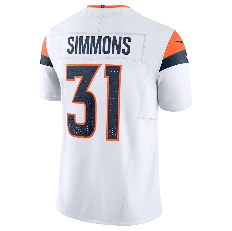 D.Broncos #31 Justin Simmons Vapor F.U.S.E. Limited White American Football Jersey