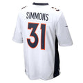 D.Broncos #31 Justin Simmons White Game Stitched America Football Jersey
