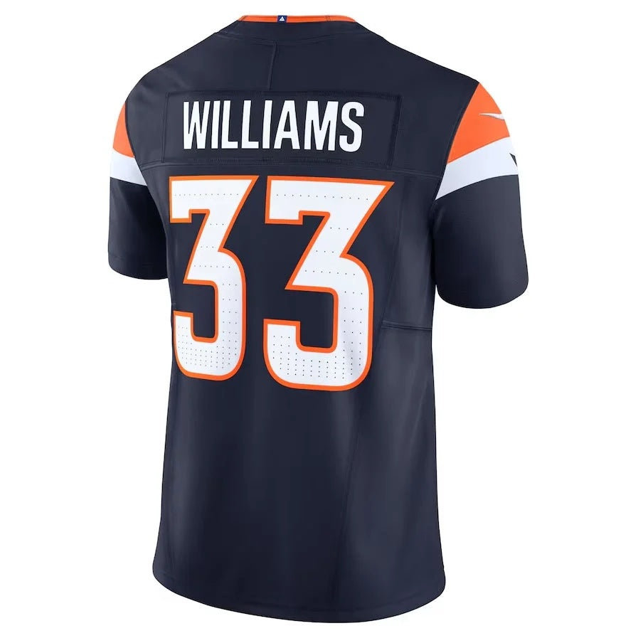 D.Broncos #33 Javonte Williams Alternate Vapor F.U.S.E. Limited Jersey - Navy American Football Jersey