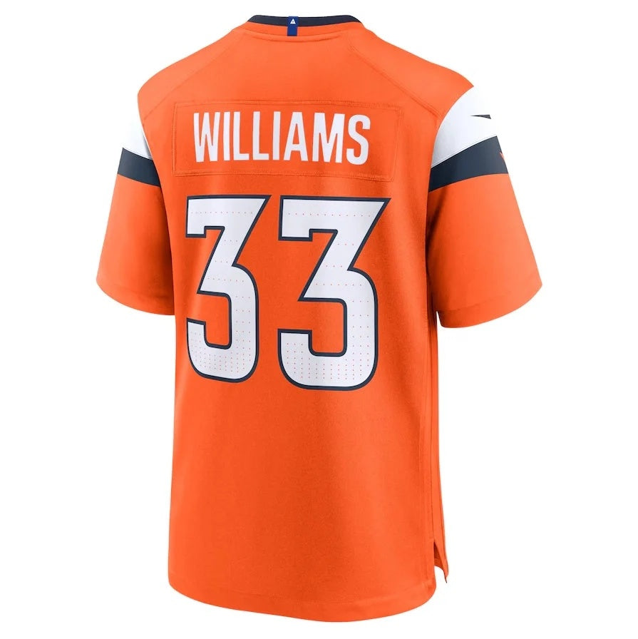 D.Broncos #33 Javonte Williams Game Jersey - Orange American Football Jersey