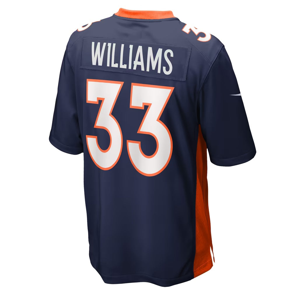 D.Broncos #33 Javonte Williams Navy Home Game Player Football Jersey