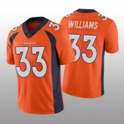 D.Broncos #33 Javonte Williams Orange Vapor Limited Football Jersey