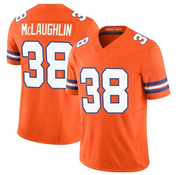 D.Broncos #38 Jaleel McLaughlin Orange F.U.S.E. Mile High Collection 1977 Throwback Vapor Limited Stitched Football Jersey