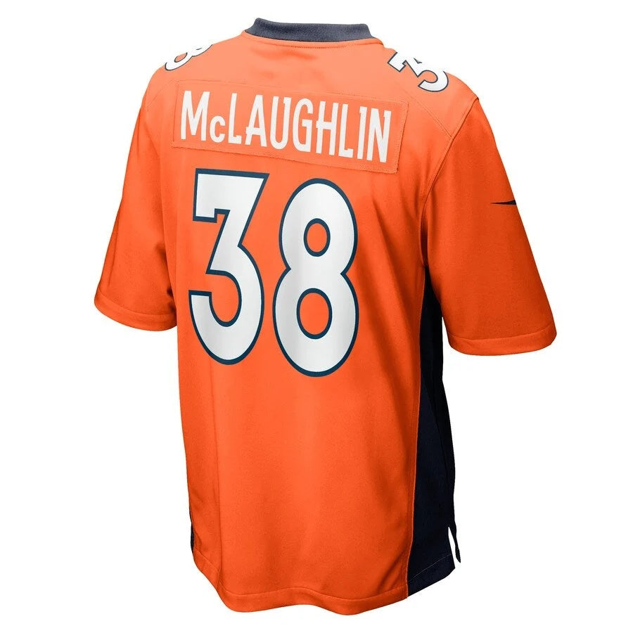 D.Broncos #38 Jaleel McLaughlin Player Orange Game Football Jersey