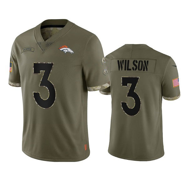 D.Broncos #3 Russell Wilson 2022 Olive Salute To Service Limited Stitched Football Jersey