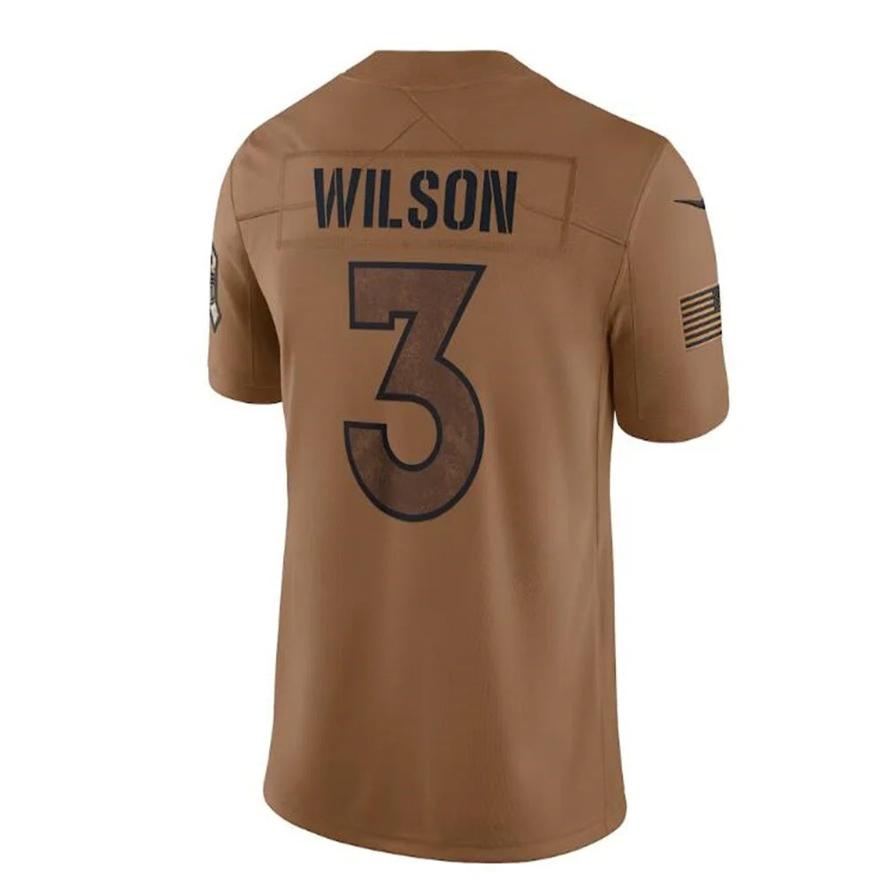 D.Broncos #3 Russell Wilson Brown 2023 Salute To Service Limited Jersey Stitched American Football Jersey