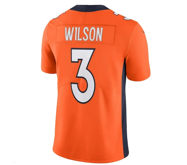 D.Broncos #3 Russell Wilson Team Vapor Limited Orange Stitched American Football Jersey
