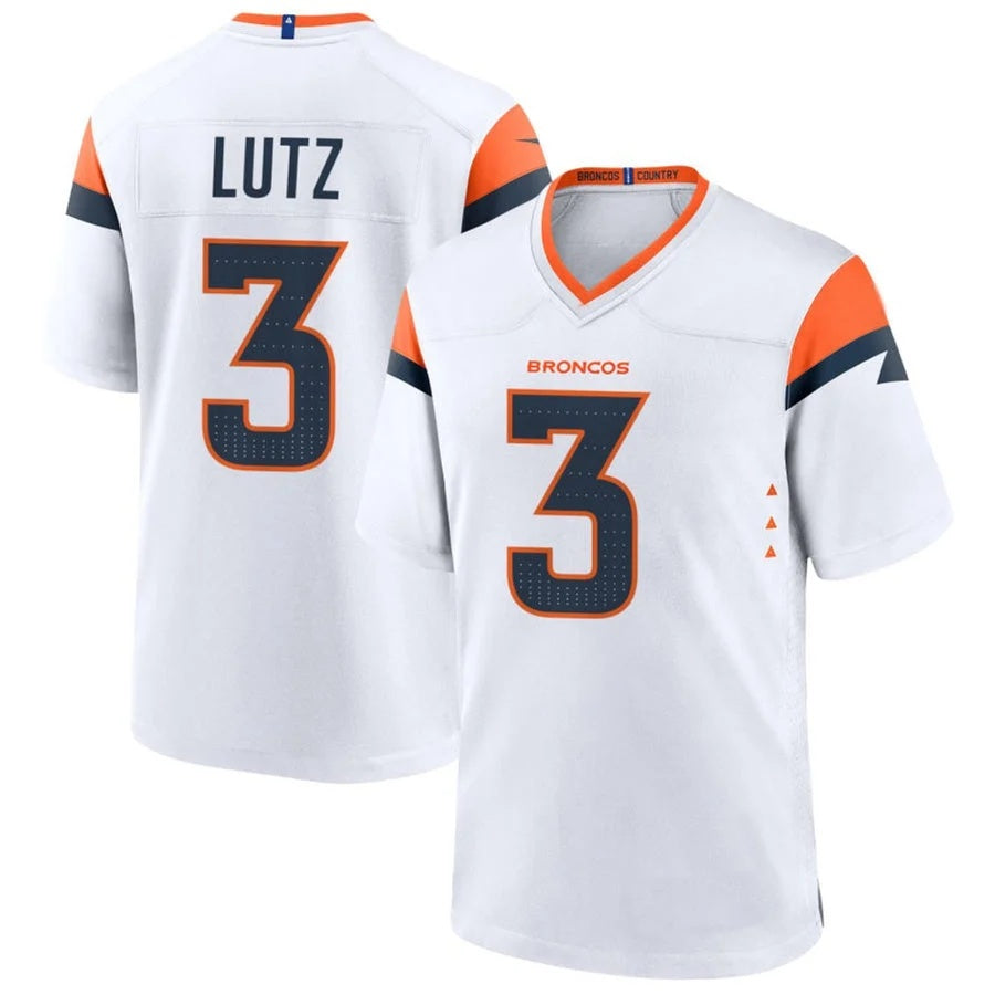 D.Broncos #3 Wil Lutz Player White Home Game Football Jersey