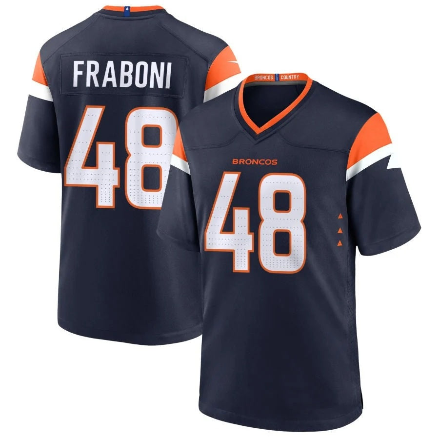 D.Broncos #48 Mitchell Fraboni Player Navy Home Game Football Jersey