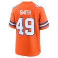 D.Broncos #49 Dennis Smith Orange Mile High Collection 1977 Throwback Retired Player Game Football Jersey