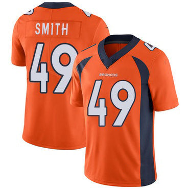 D.Broncos #49 Dennis Smith Orange Team Color Stitched Vapor Untouchable Limited Football Jersey