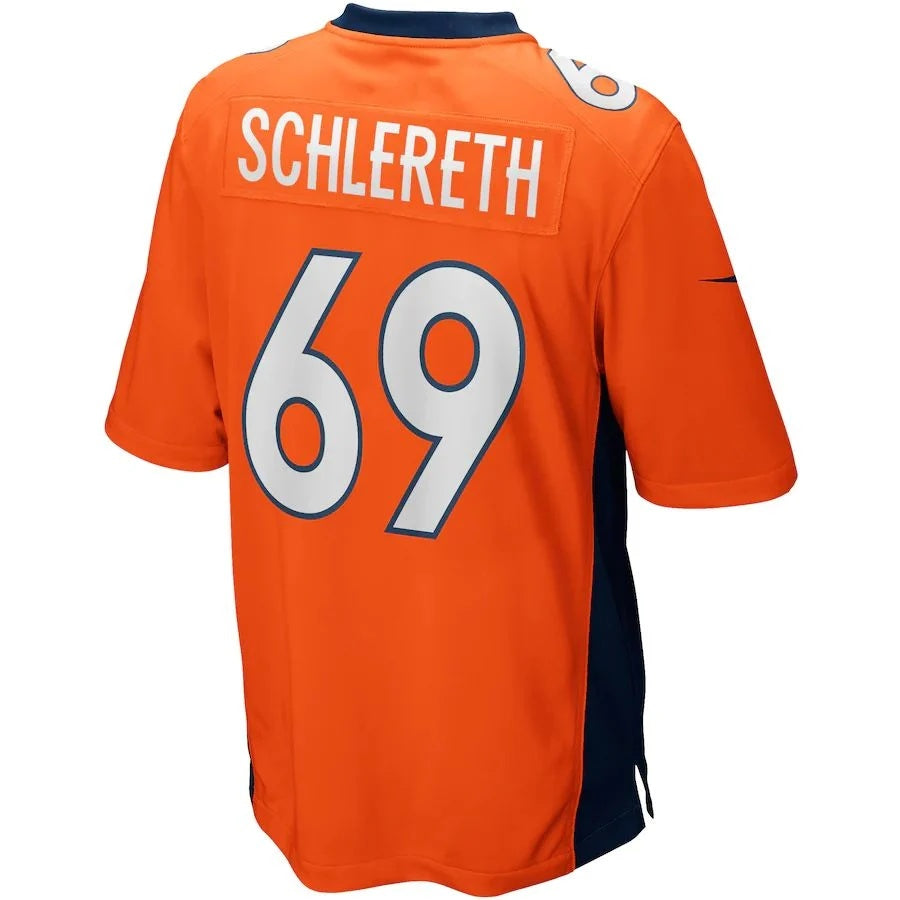 D.Broncos #69 Mark Schlereth Orange Game Retired Player Jersey Stitched American Football Jersey