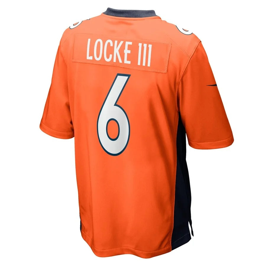 D.Broncos #6 P.J. Locke Orange Game Player Jersey Stitched American Football Jersey