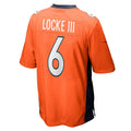 D.Broncos #6 P.J. Locke Orange Game Player Jersey Stitched American Football Jersey