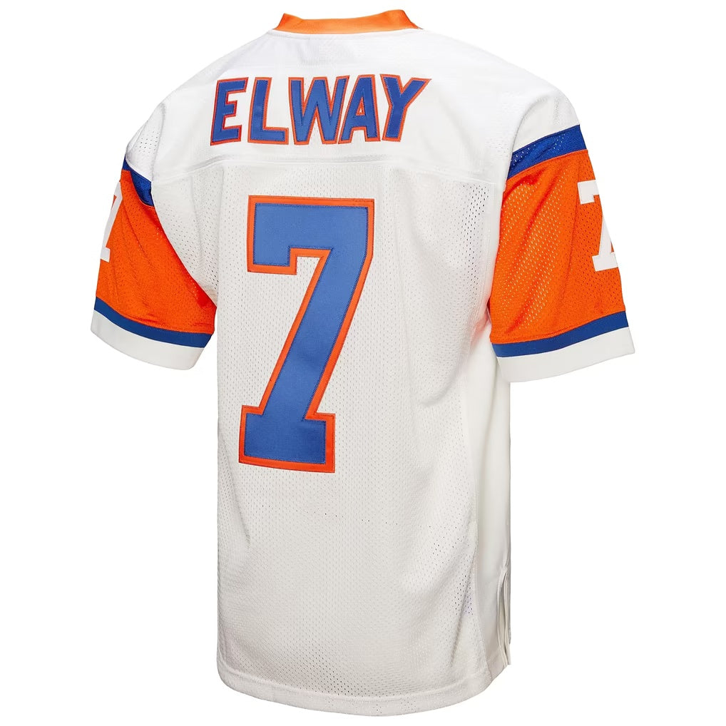 D.Broncos #7 John Elway Mitchell & Ness White Authentic Throwback Retired Player Football Jersey