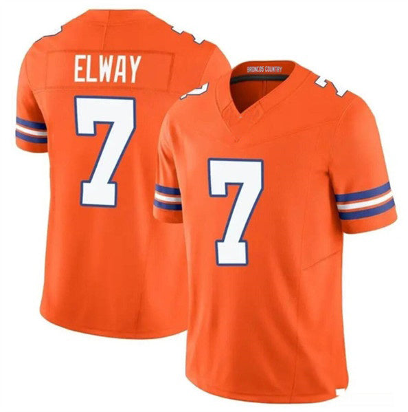 D.Broncos #7 John Elway Orange F.U.S.E. Mile High Collection 1977 Throwback Vapor Limited Stitched Football Jersey