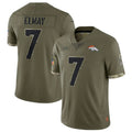 D.Broncos #7 John Elway Player Limited Salute To Service Olive Football Jersey