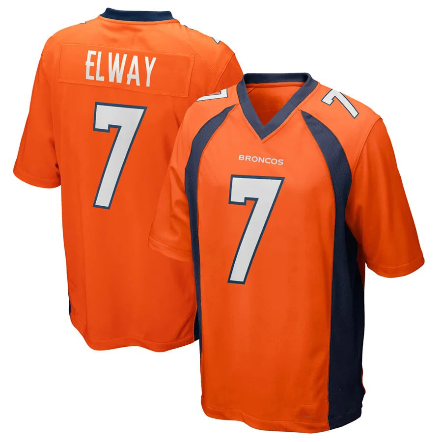D.Broncos #7 John Elway Player Orange Game Football Jersey